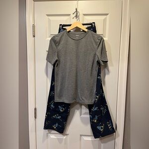 Sonoma Kid’s Gray Top and Navy Snowboard Print Pajama Set